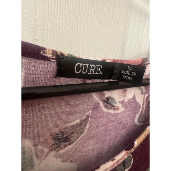 Women ladies short ruffle sleeve maroon red floral top shirt - Picture 3 of 6